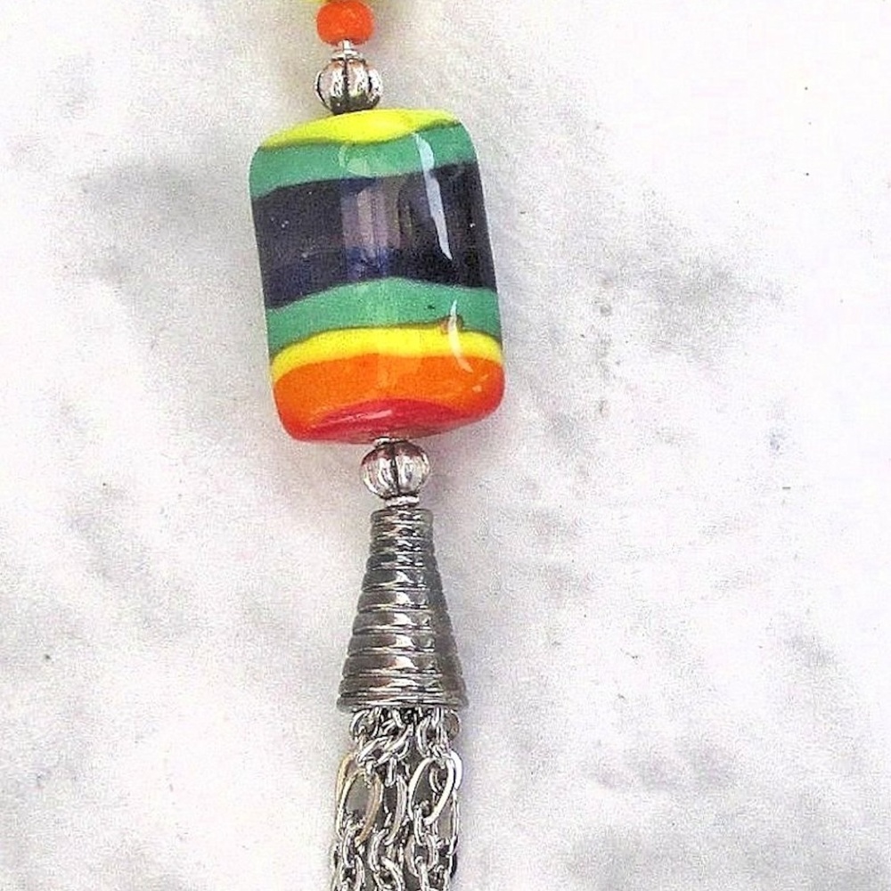 Rainbow Rectangle Pendant Necklace - image 3